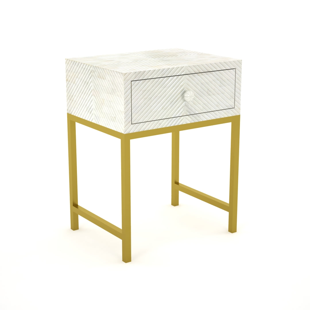 Classic Ivory Bone White Bedside Table