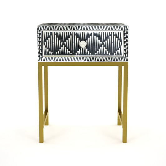 Classic Ivory Bone Black Bedside Table