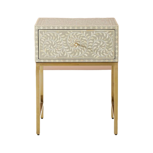 Classic Ivory Bone Grey Bedside Table