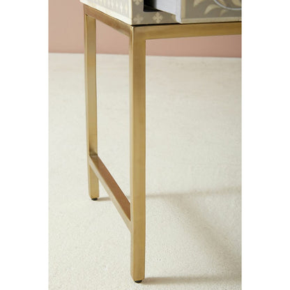 Classic Ivory Bone Grey Bedside Table