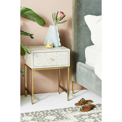 Classic Ivory Bone Grey Bedside Table