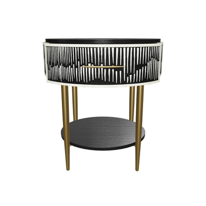 Celestial Mosaic Black Bedside Table