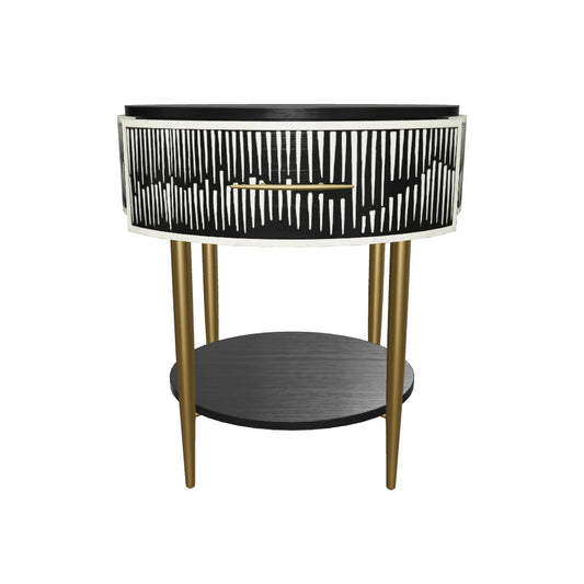 Celestial Mosaic Black Bedside Table