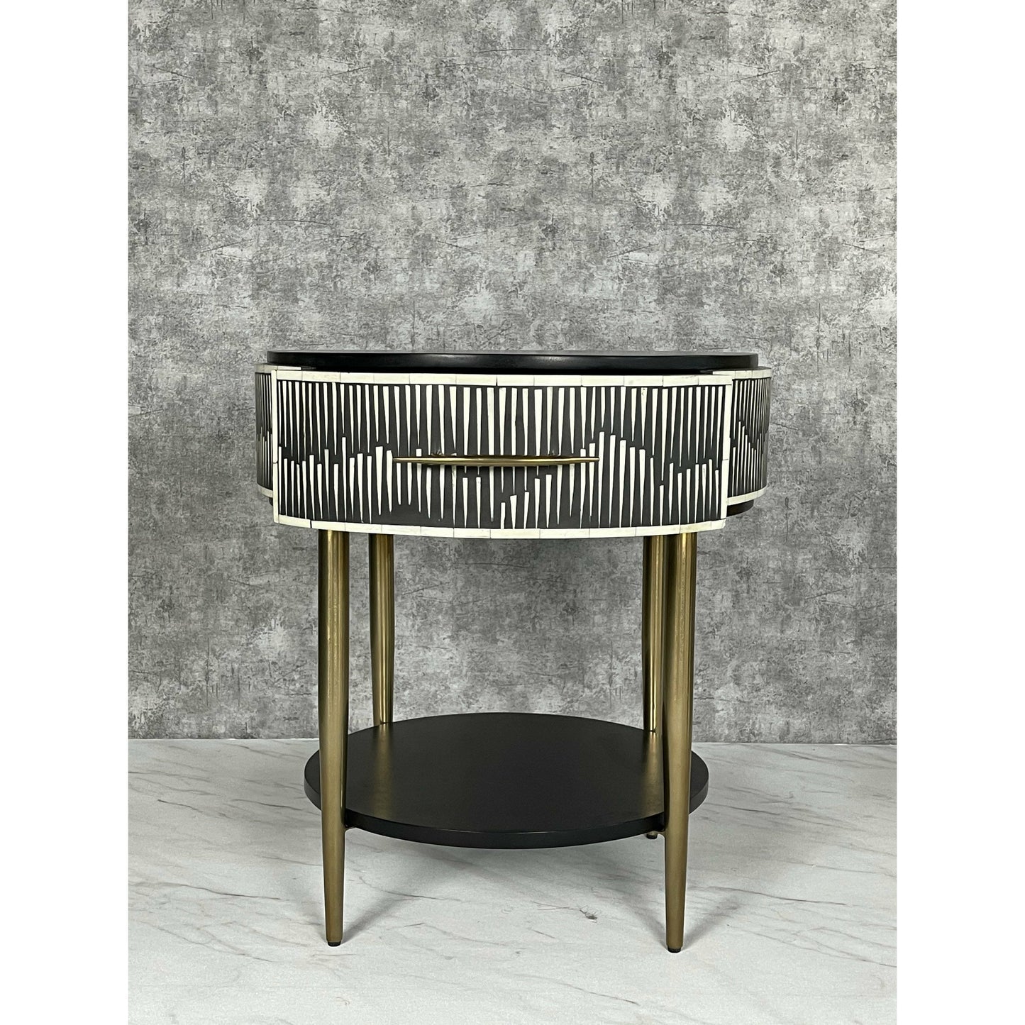 Celestial Mosaic Black Bedside Table