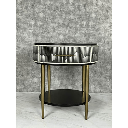 Celestial Mosaic Black Bedside Table