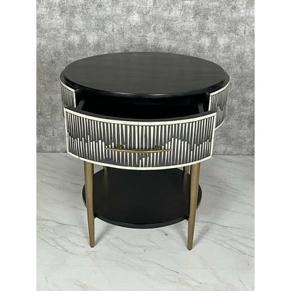 Celestial Mosaic Black Bedside Table