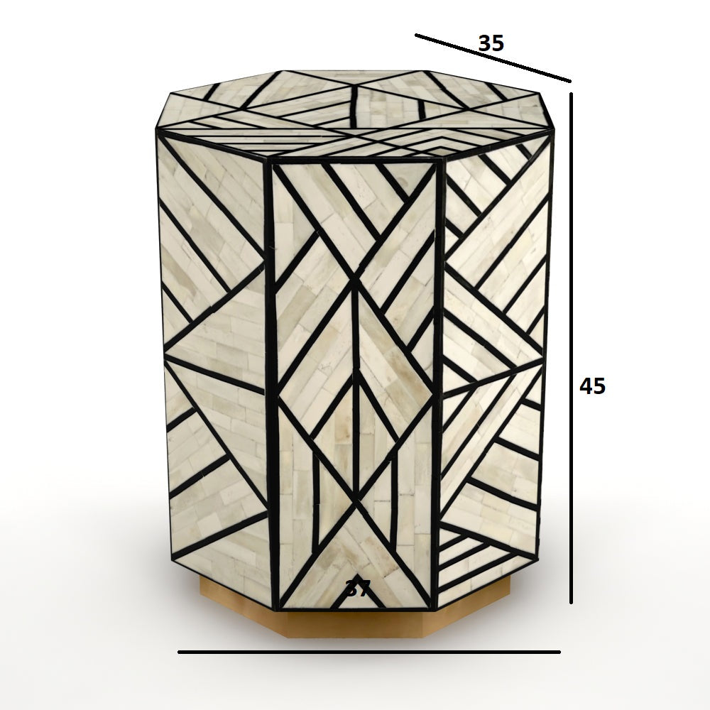 Vintage Bloom Black Bedside Table