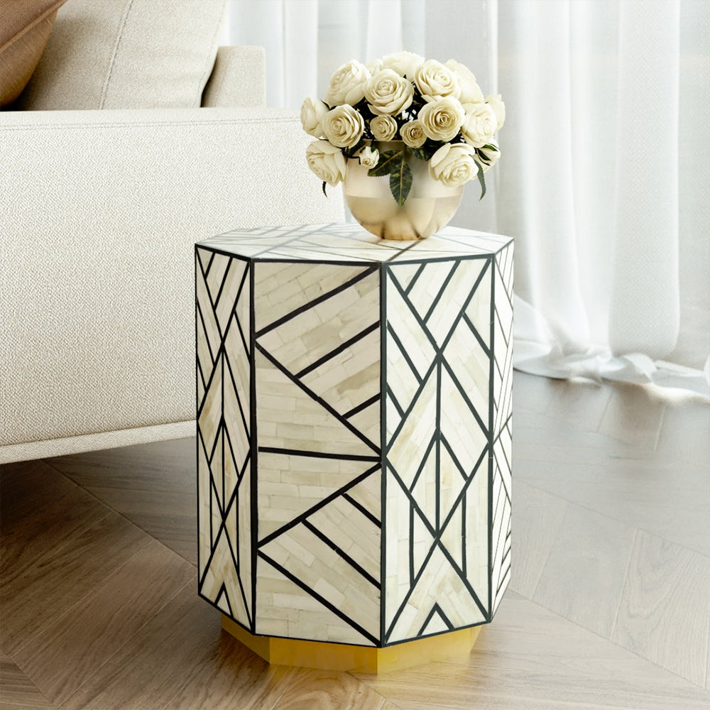 Vintage Bloom Black Bedside Table