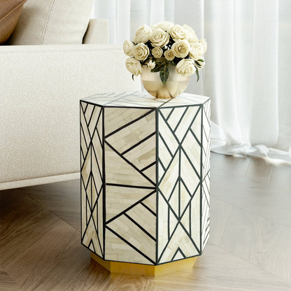 Vintage Bloom Black Bedside Table