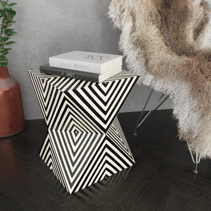 Ethereal Charm Black & White Nightstand