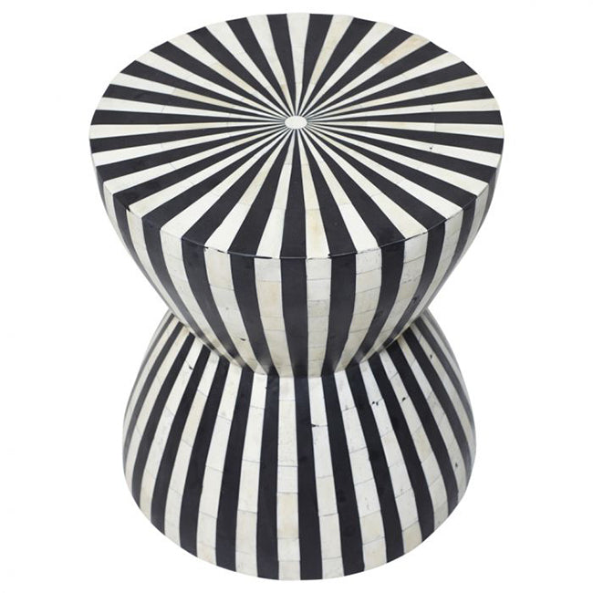 Ethereal Charm Black & White Nightstand Round