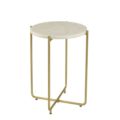 Regal Petal Inlay White Side Table