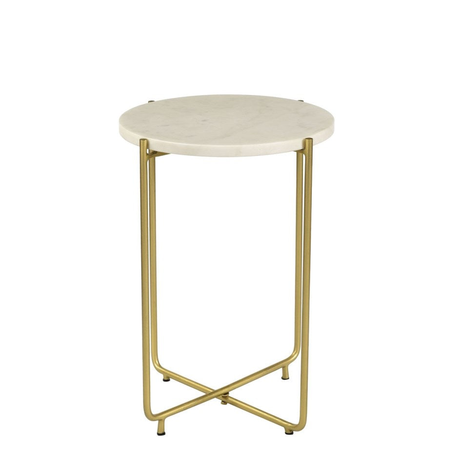 Regal Petal Inlay White Side Table