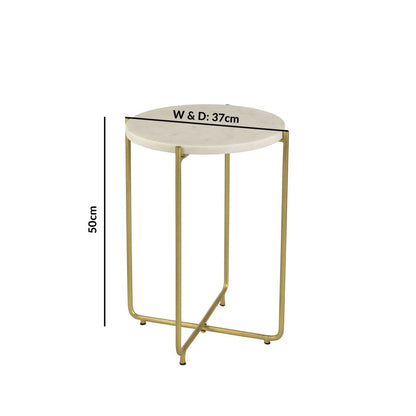 Regal Petal Inlay White Side Table