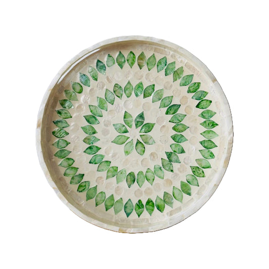 Stylish Decor White & Green Tray