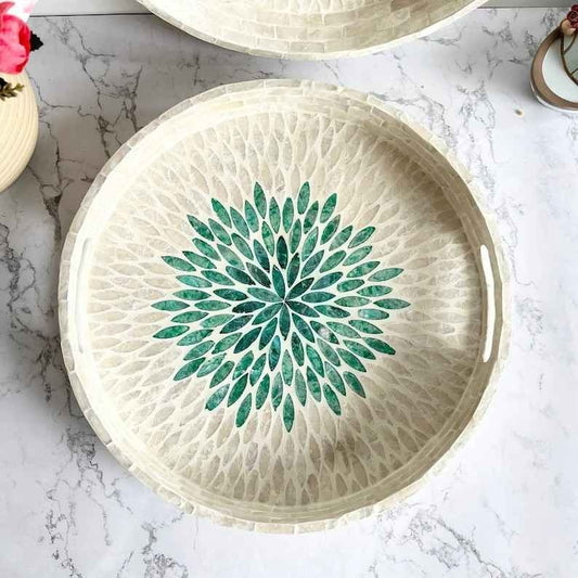 Stylish Decor White & Green Tray