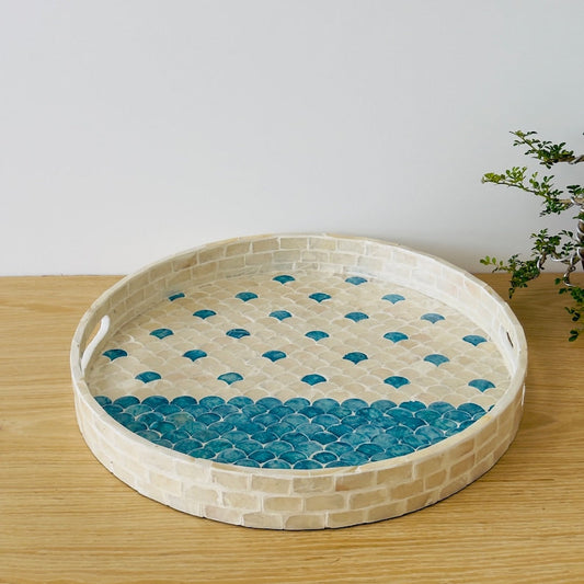 Stylish Decor Deep Blue & White Tray