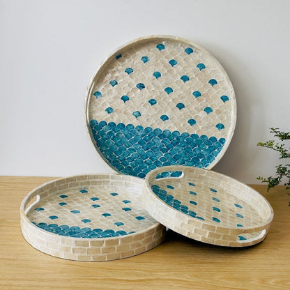 Stylish Decor Deep Blue & White Tray