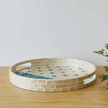 Stylish Decor Deep Blue & White Tray