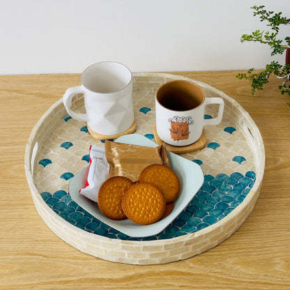 Stylish Decor Deep Blue & White Tray