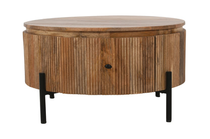 Rajsamand Furniture Natural Solid Wood Coffee Table & 1 Drawer With Metal Legs