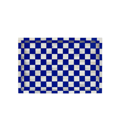 Chess Décor Blue & White Tray