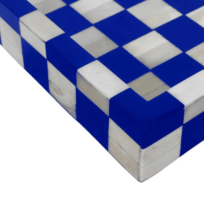 Chess Décor Blue & White Tray