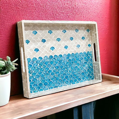 Indian Hub Design Blue & White Tray