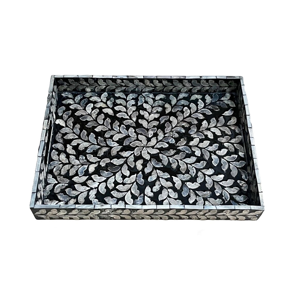 Indian Hub Design Black & White Tray