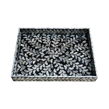 Indian Hub Design Black & White Tray