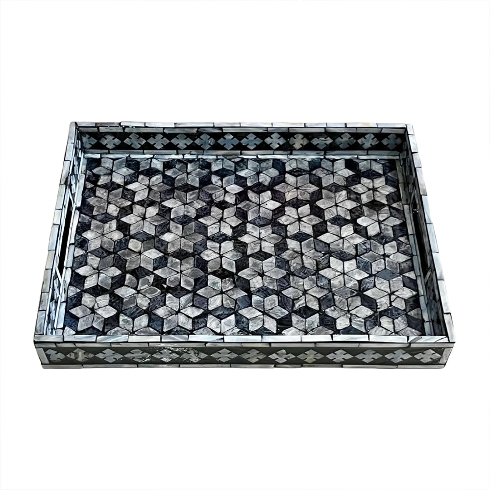 Indian Hub Design Black & White Tray