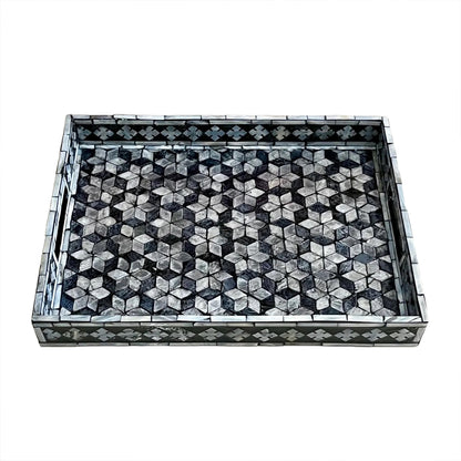 Indian Hub Design Black & White Tray