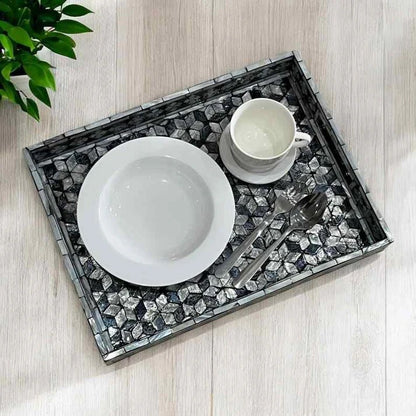 Indian Hub Design Black & White Tray