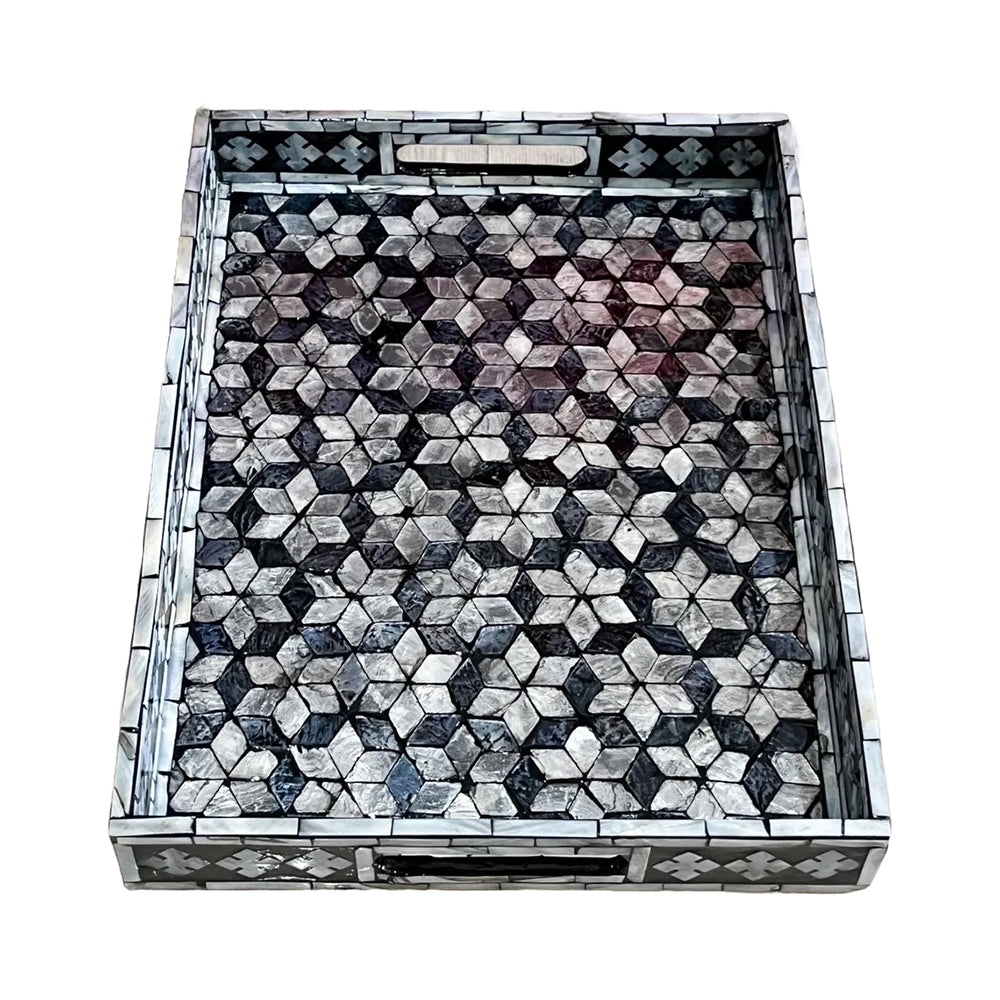 Indian Hub Design Black & White Tray