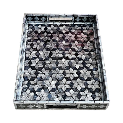 Indian Hub Design Black & White Tray