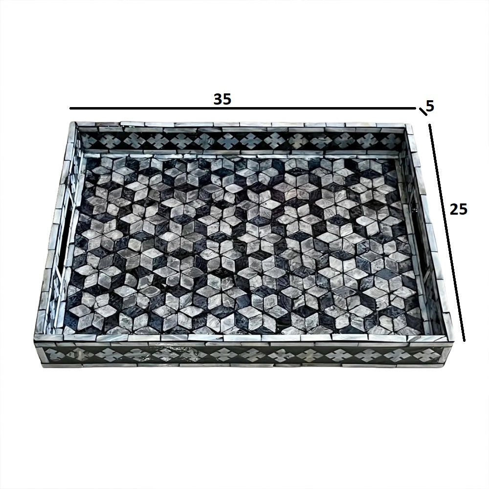 Indian Hub Design Black & White Tray