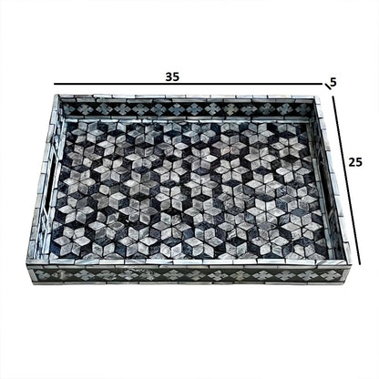Indian Hub Design Black & White Tray