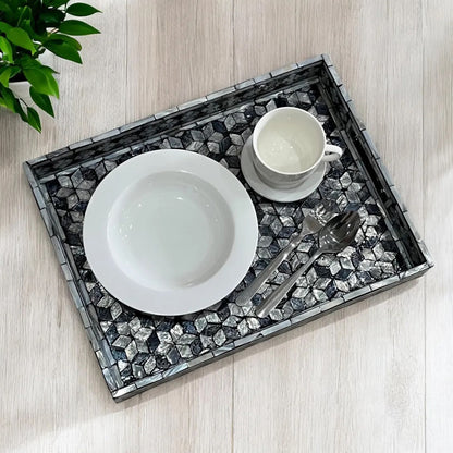 Indian Hub Design Black & White Tray