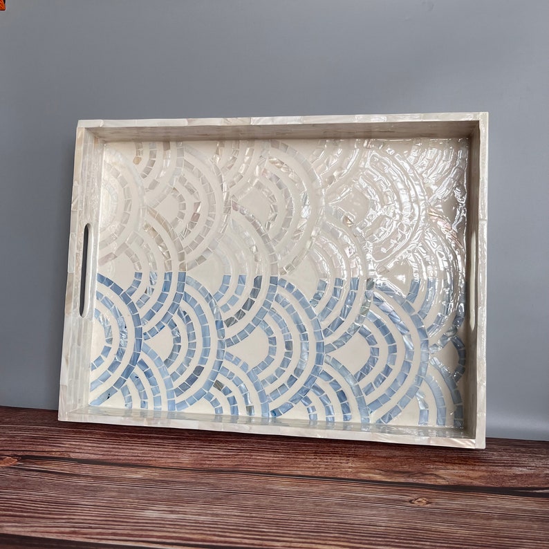 Indian Hub Design Light Blue & White Tray