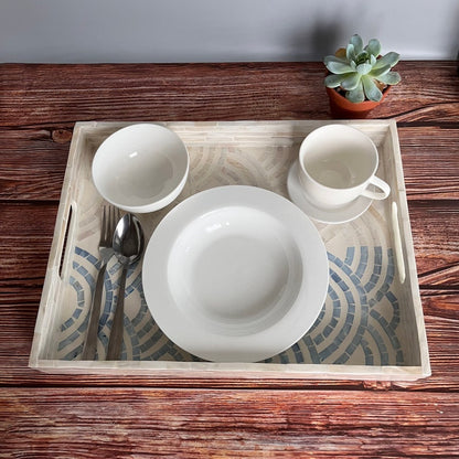 Indian Hub Design Light Blue & White Tray