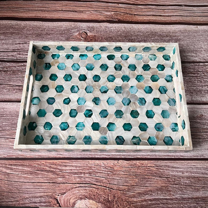 Indian Hub Design Green & White Tray