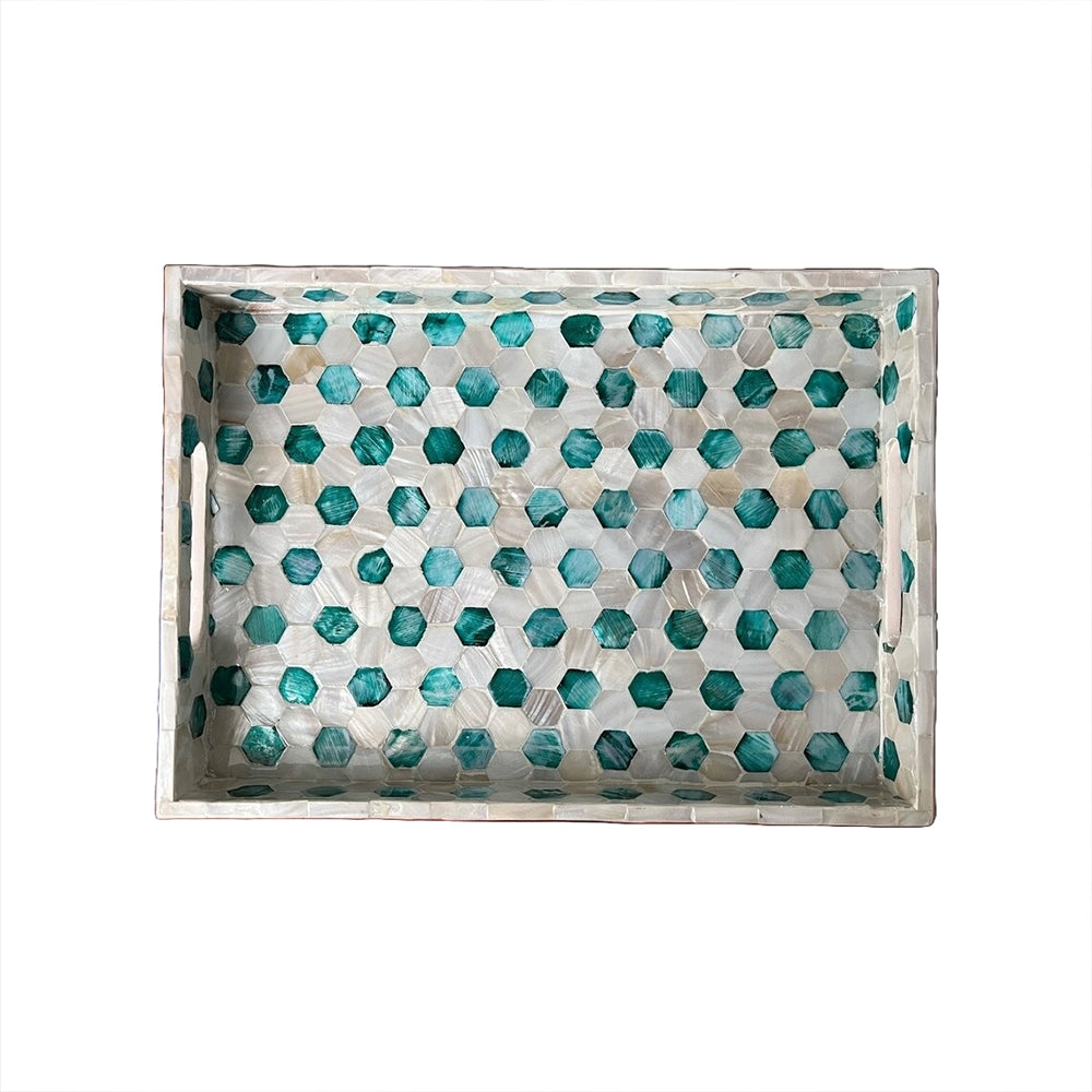 Indian Hub Design Green & White Tray