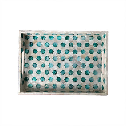 Indian Hub Design Green & White Tray