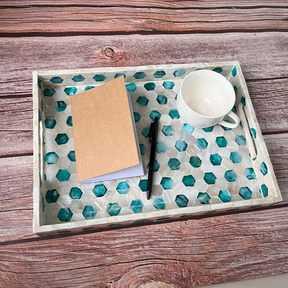 Indian Hub Design Green & White Tray