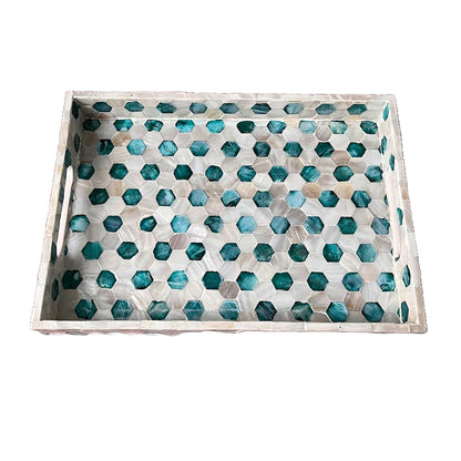 Indian Hub Design Green & White Tray