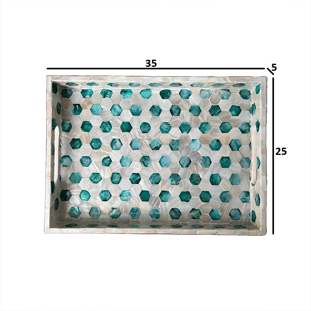 Indian Hub Design Green & White Tray