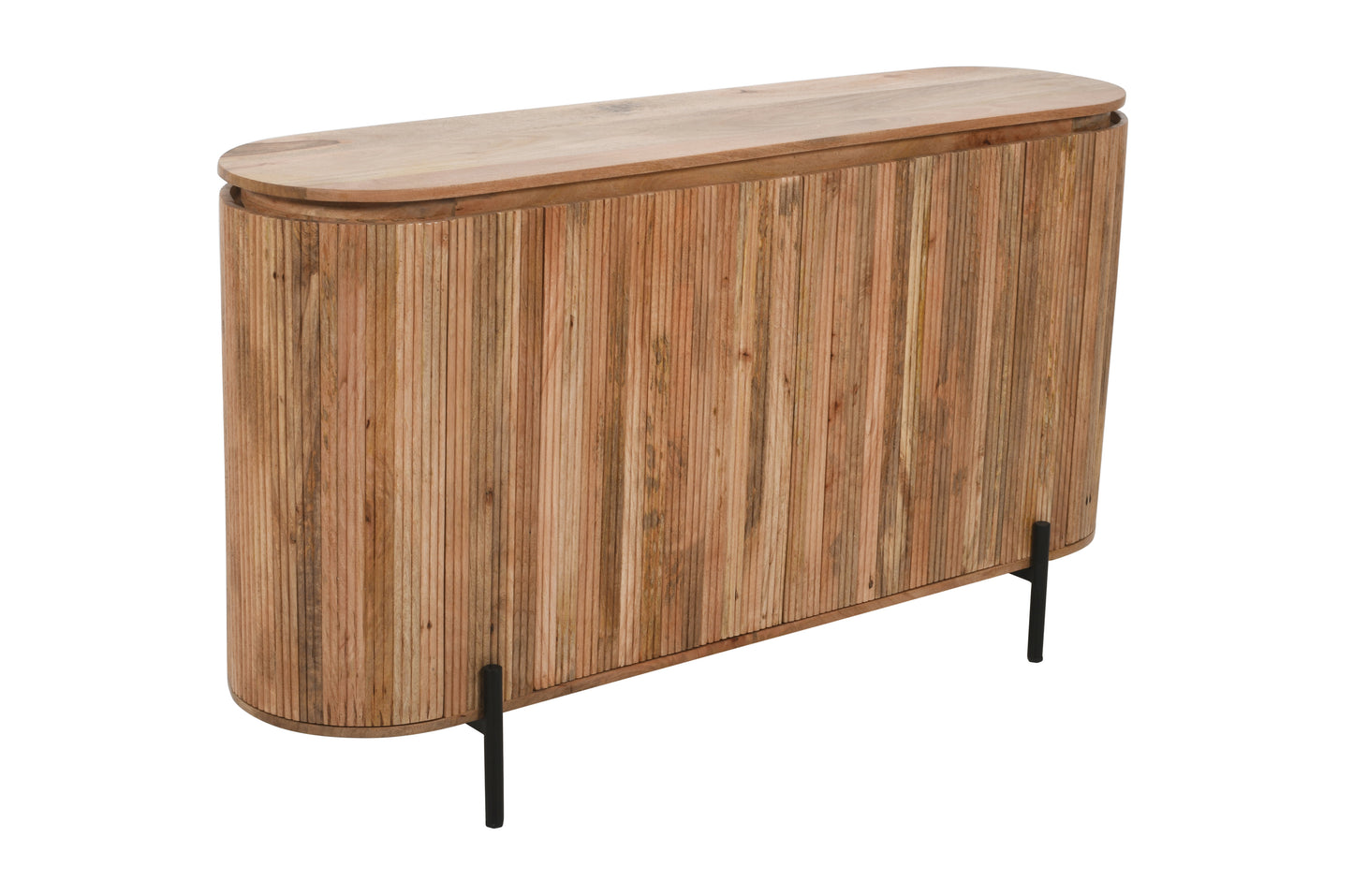 Rajsamand Furniture Natural Solid Wood Sideboard With Metal Legs