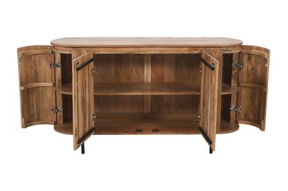 Rajsamand Furniture Natural Solid Wood Sideboard With Metal Legs