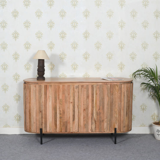 Rajsamand Furniture Natural Solid Wood Sideboard With Metal Legs