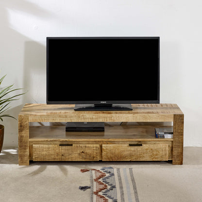 Rough Swan Timber Tv Stand With 2 Drawers